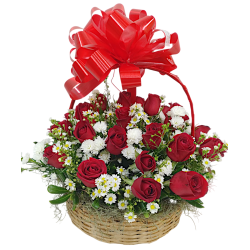 Cesta com 24 rosas baixa -...